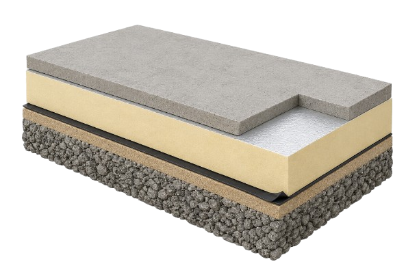 Insulated concrete slab and screed floor construction